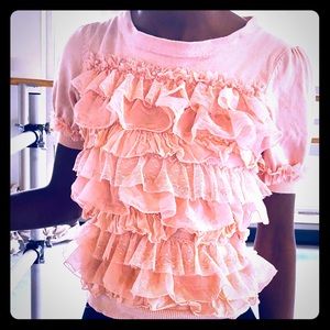 Pink Twist Collection Ruffle Sweater XXI Forever21